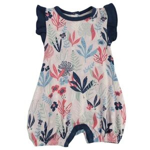 Bestaroo Pink Floral Short Flutter Sleeve Romper Size 0-3 Months NWT Modal